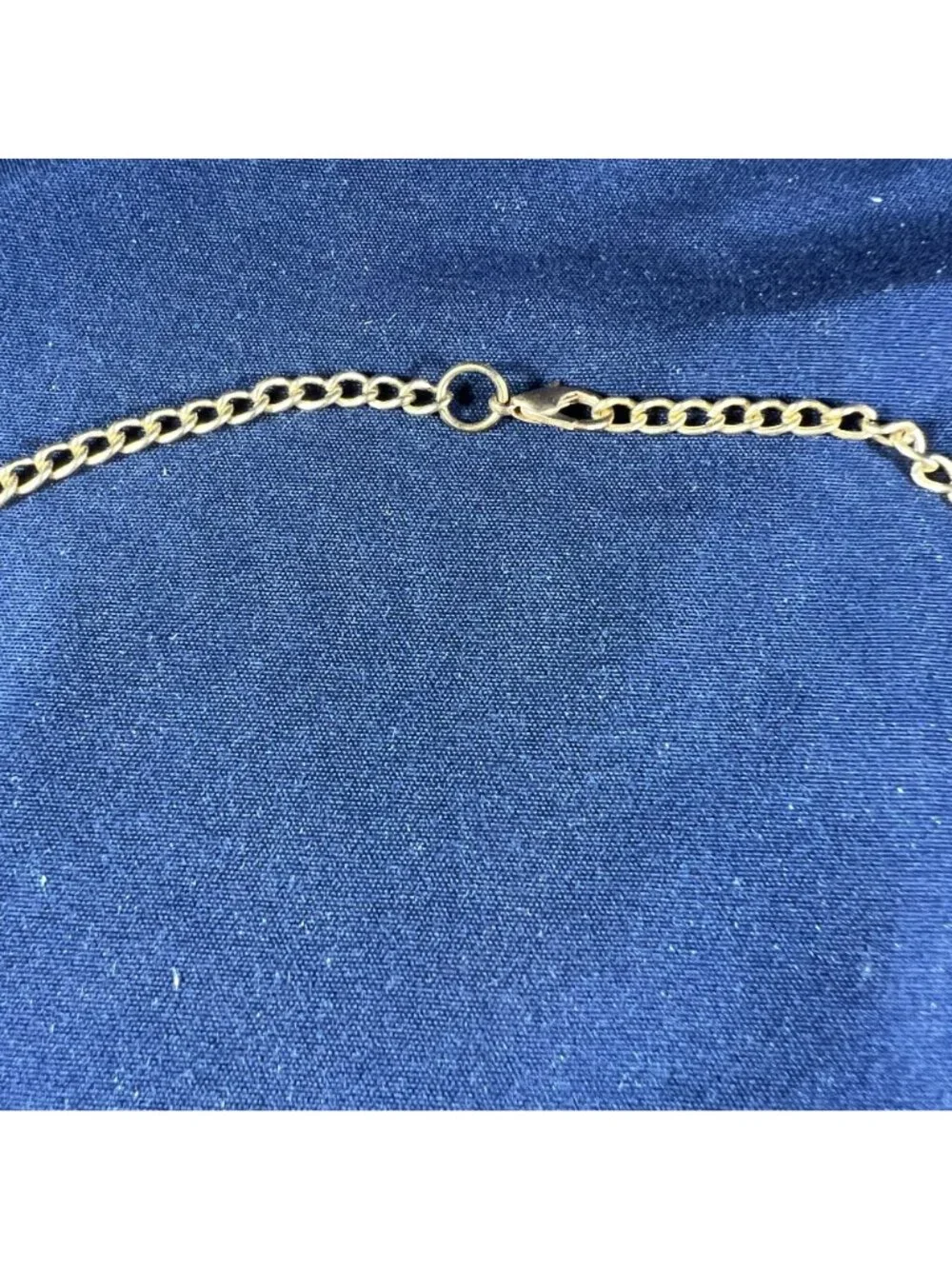 Vintage Gold-Tone Geometric Necklace With Green Gemstone Pendant - Picture 2 of 2